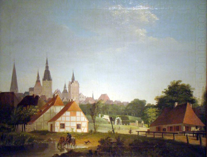 Ansicht von Rostock von Westen, Georg Friedrich Kersting